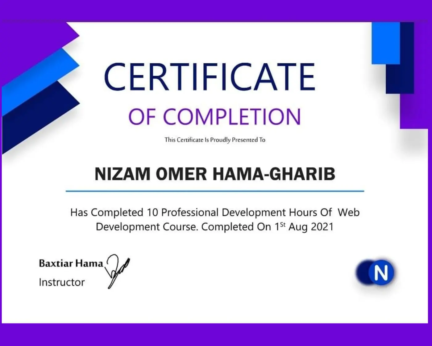 Web Development certification